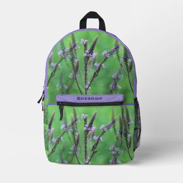 Sac À Dos Imprimé Fleurs violettes Vervain Multipliées Personnalisée (Recto)