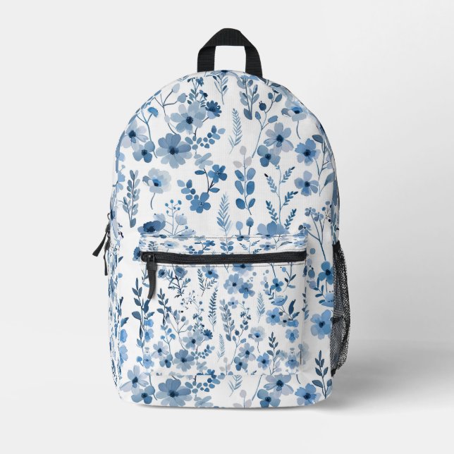 Sac À Dos Imprimé Floral bleu français (Recto)