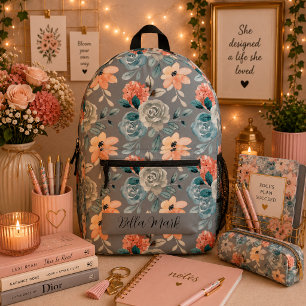 Sac à dos imprimé floral de pivoine mignon vintage