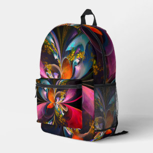 Sac À Dos Imprimé Floral moderne Art Abstrait Rouge Bleu Motif #13
