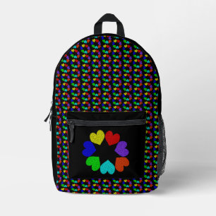 Sac À Dos Imprimé Floral Rainbow Love Hearts