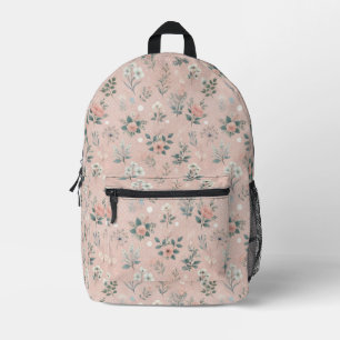 Sac À Dos Imprimé Floral rose rustique avec fleurs blanches et verdu