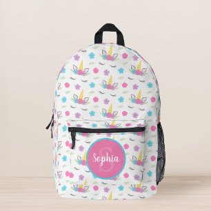 Sac À Dos Imprimé Floral Unicorn Face Personalized Monogram
