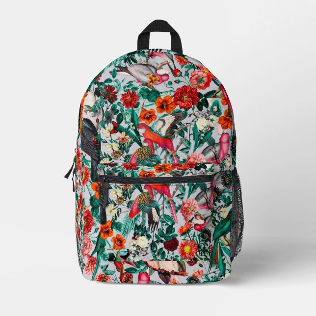 SAC À DOS IMPRIMÉ FLORALE ET OISEAUX XIV-II (Recto)