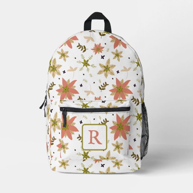 Sac À Dos Imprimé Floraux Monogrammes en terre cuite (Recto)