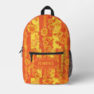 Sac À Dos Imprimé Florence Floral jaune et orange