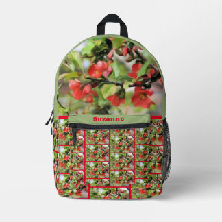 Sac À Dos Imprimé Flower Quince Red Blossoms Personnalisé