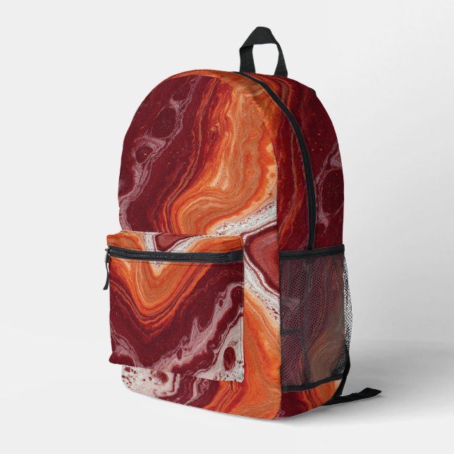Sac À Dos Imprimé fluide orange et burgundi (Coin arrière droit)