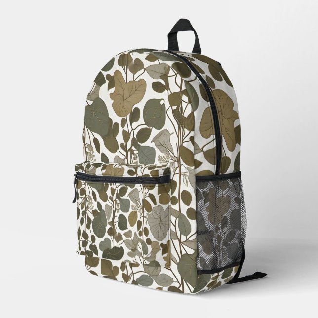 Sac À Dos Imprimé Flux de feuilles Scandi (Coin arrière droit)
