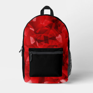 Sac À Dos Imprimé Fond de cristal géométrique abstrait rouge
