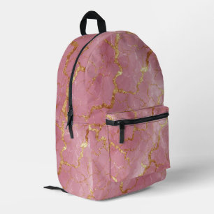 Sac À Dos Imprimé Fond de marbre rose avec veines dorées