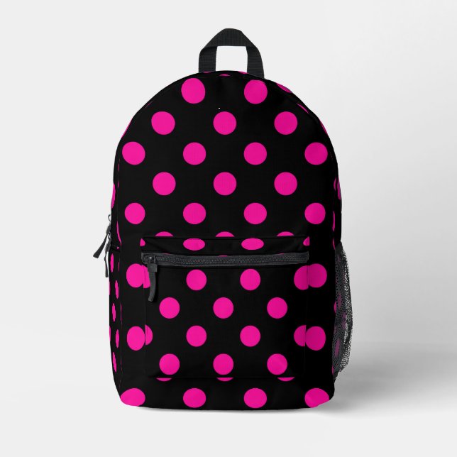 Sac À Dos Imprimé Fond noir pois roses (Recto)