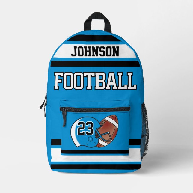 Sac À Dos Imprimé Football Bleu - Modifiable  (Recto)