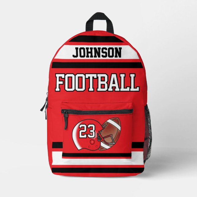 Sac À Dos Imprimé Football Rouge - Modifiable  (Recto)