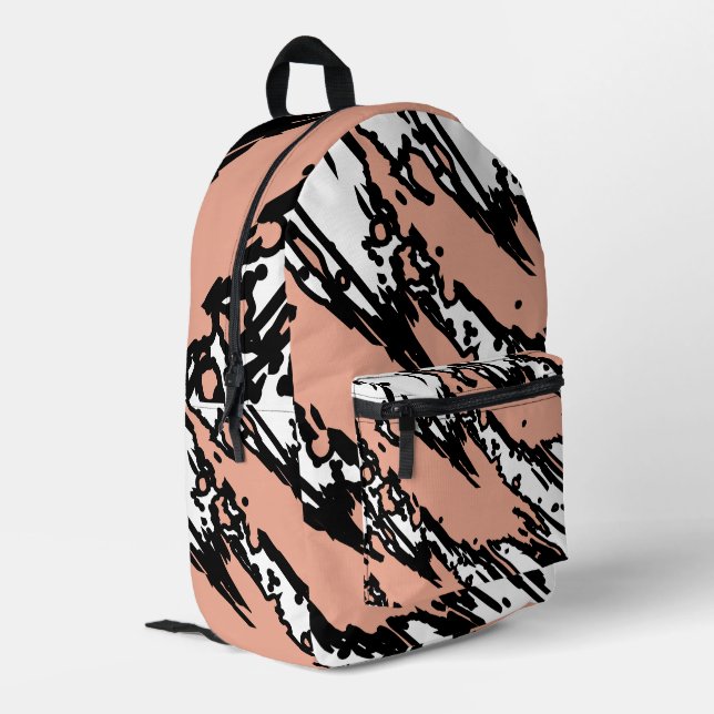 Sac À Dos Imprimé For Soft Souls – Blush Beige Abstract Backpack (Coin arrière gauche)