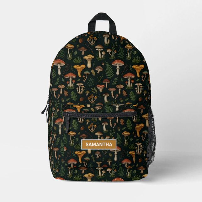 Sac À Dos Imprimé Forêt de champignons personnalisée (Recto)