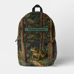 Sac À Dos Imprimé Forêt vintage de grenouilles à saumons