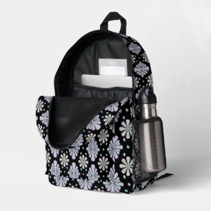 Sac À Dos Imprimé Formes florales pastel sur fond noir