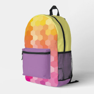 Sac À Dos Imprimé Formes Hexagones géométriques jaune rose