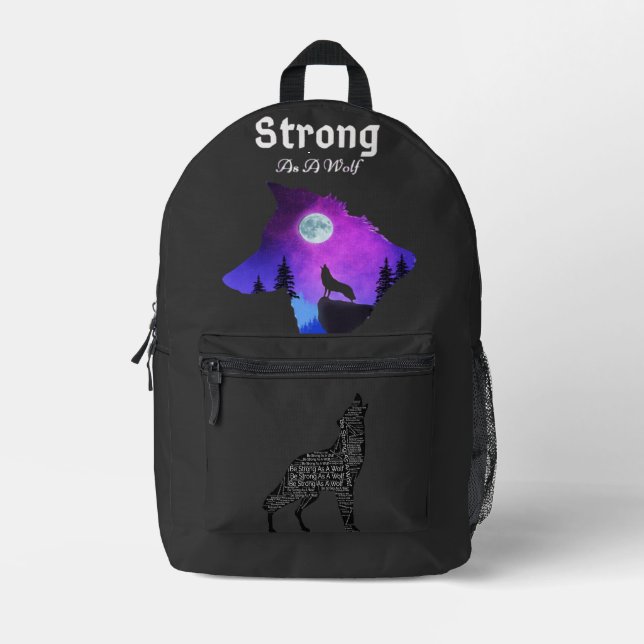Sac À Dos Imprimé Forte comme l'esprit du loup (Recto)