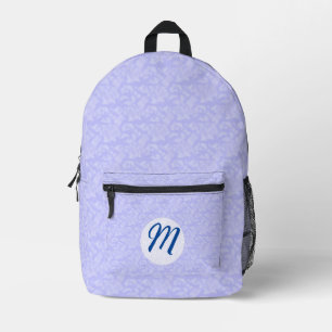 Sac À Dos Imprimé Fractale bleue avec initiale monogrammée