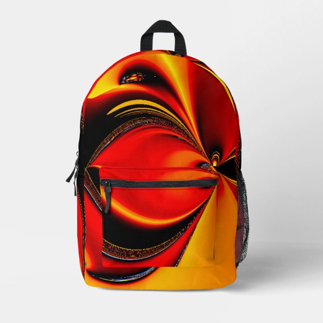 Sac À Dos Imprimé Fractale Orange Fury  (Recto)