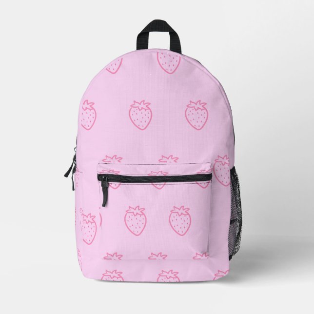 Sac À Dos Imprimé Fraise rose pâle (Recto)