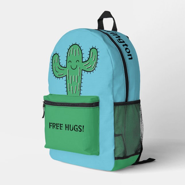 Sac À Dos Imprimé Free Cactus Hugs nom et couleur personnalisés (Coin arrière droit)