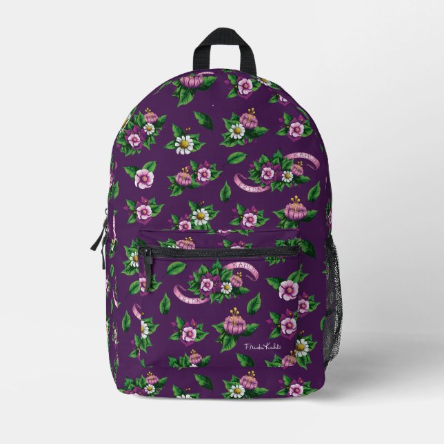 Sac À Dos Imprimé Frida Kahlo | Purple Floral Bouquet Pattern (Recto)