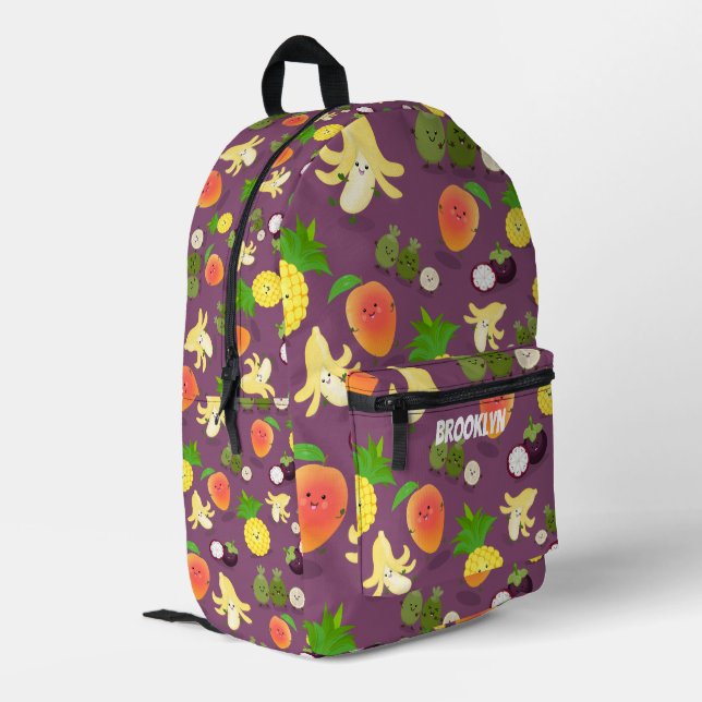 Sac À Dos Imprimé Fruits tropicaux aux visages heureux motif (Coin arrière gauche)