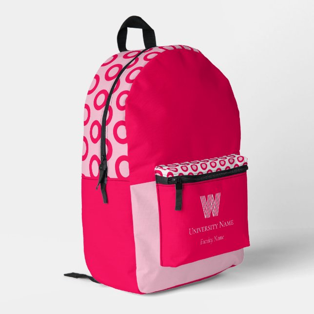 Sac À Dos Imprimé Fuchsia Dots Imaginaire Monogramme étudiant (Coin arrière gauche)