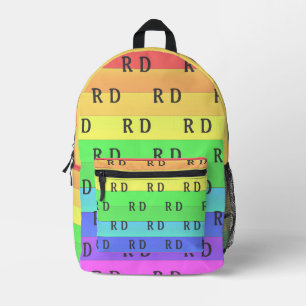 Sac À Dos Imprimé Fun et brillant Monogramme Arc-en-ciel rayures, pe