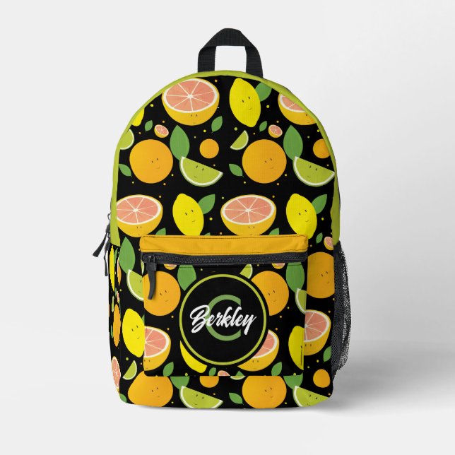 Sac À Dos Imprimé Fun Food Fruit Kids Nom Monogramme (Recto)