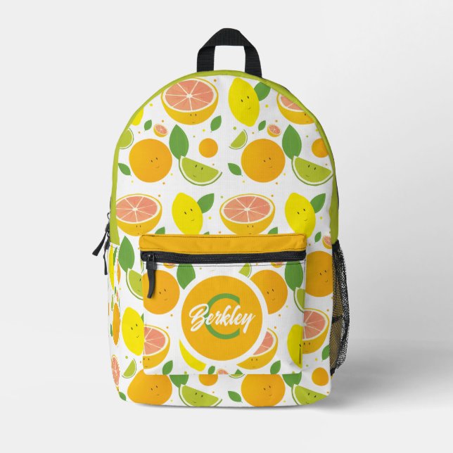 Sac À Dos Imprimé Fun Food Fruit Kids Nom Monogramme (Recto)