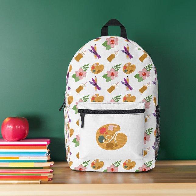 Sac À Dos Imprimé Fun Monogramme Artiste Art Motif School (Fun Monogram Artist Art Pattern School Printed Backpack)