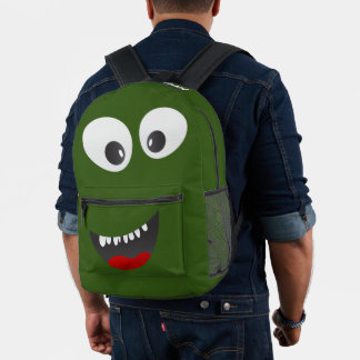 Sac À Dos Imprimé Fun Monstre Vert Personnalisé