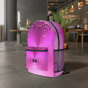 Sac À Dos Imprimé Fuschia Metallic Parties scintillant Drip Monogram