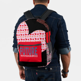 Sac À Dos Imprimé future fille en droit, rouge noir gris lettre d'am