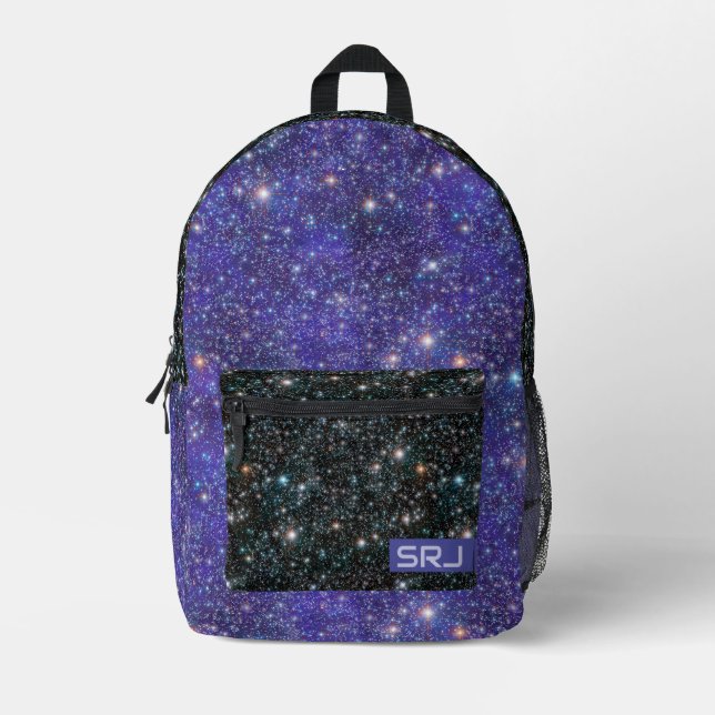 Sac À Dos Imprimé Galaxy Stars Cosmique Espace Extérieur Monogramme  (Recto)