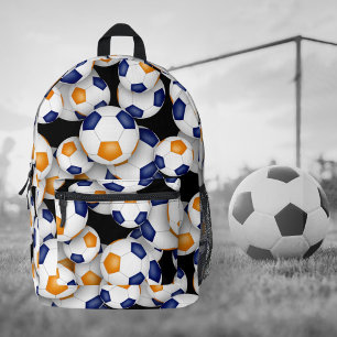 Sac À Dos Imprimé garçons filles footballeur joueur bleu orange équi