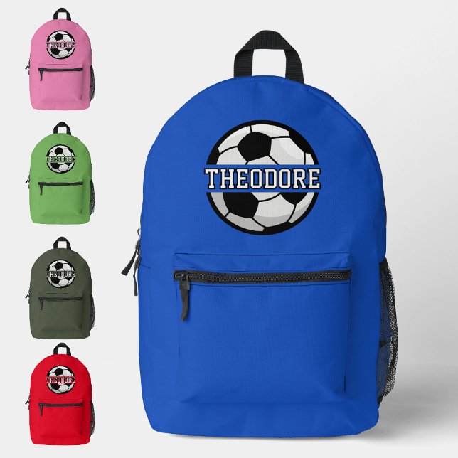 Sac À Dos Imprimé Garçons Nom personnalisé Cool Bleu Football Footba (Créateur téléchargé)