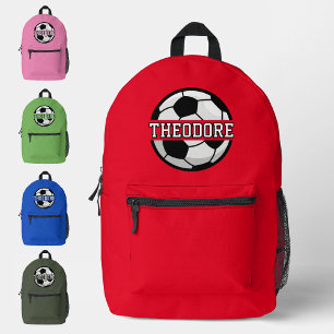 Sac À Dos Imprimé Garçons Nom Personnalisé Cool Football Rouge