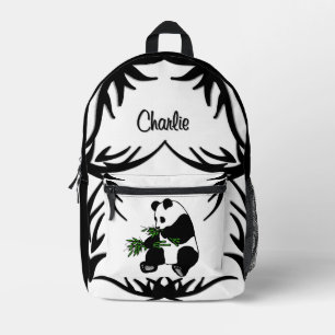 Sac À Dos Imprimé Géant Panda Noir et Blanc Mange du Bambou Nom
