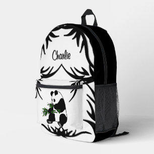 Sac À Dos Imprimé Géant Panda Noir et Blanc Mange du Bambou Nom