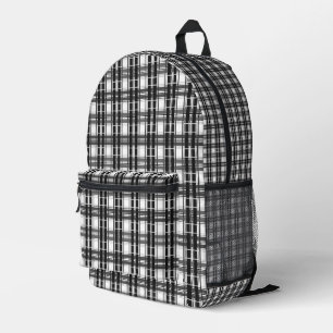 Sac À Dos Imprimé Géométrie Tartan motif noir et blanc à damiers