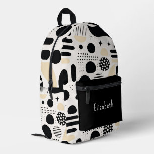 Sac À Dos Imprimé Géométrique Moderne Abstrait Noir et Blanc Personn