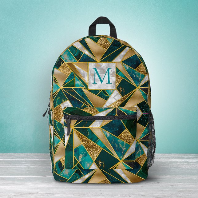 Sac À Dos Imprimé Géométrique turquoise or faux élégant (Créateur téléchargé)