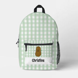 Sac À Dos Imprimé Gingham Vert Brun Personnalisé Pommes de Terre