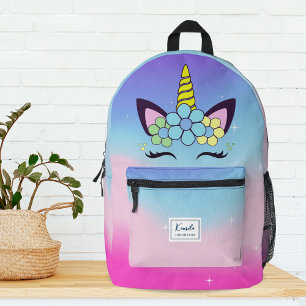 Sac À Dos Imprimé Girls mignonne Unicorn Rainbow Monogramme