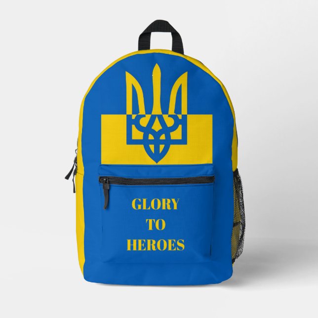 SAC À DOS IMPRIMÉ GLOIRE AUX HÉROS. UKRAINE. TRIDENT.  (Recto)